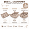 3in1 Hundekissen Hundematte verstellbar waschbar leicht 4 Größen 6 Farben - Thumbnail Image 2