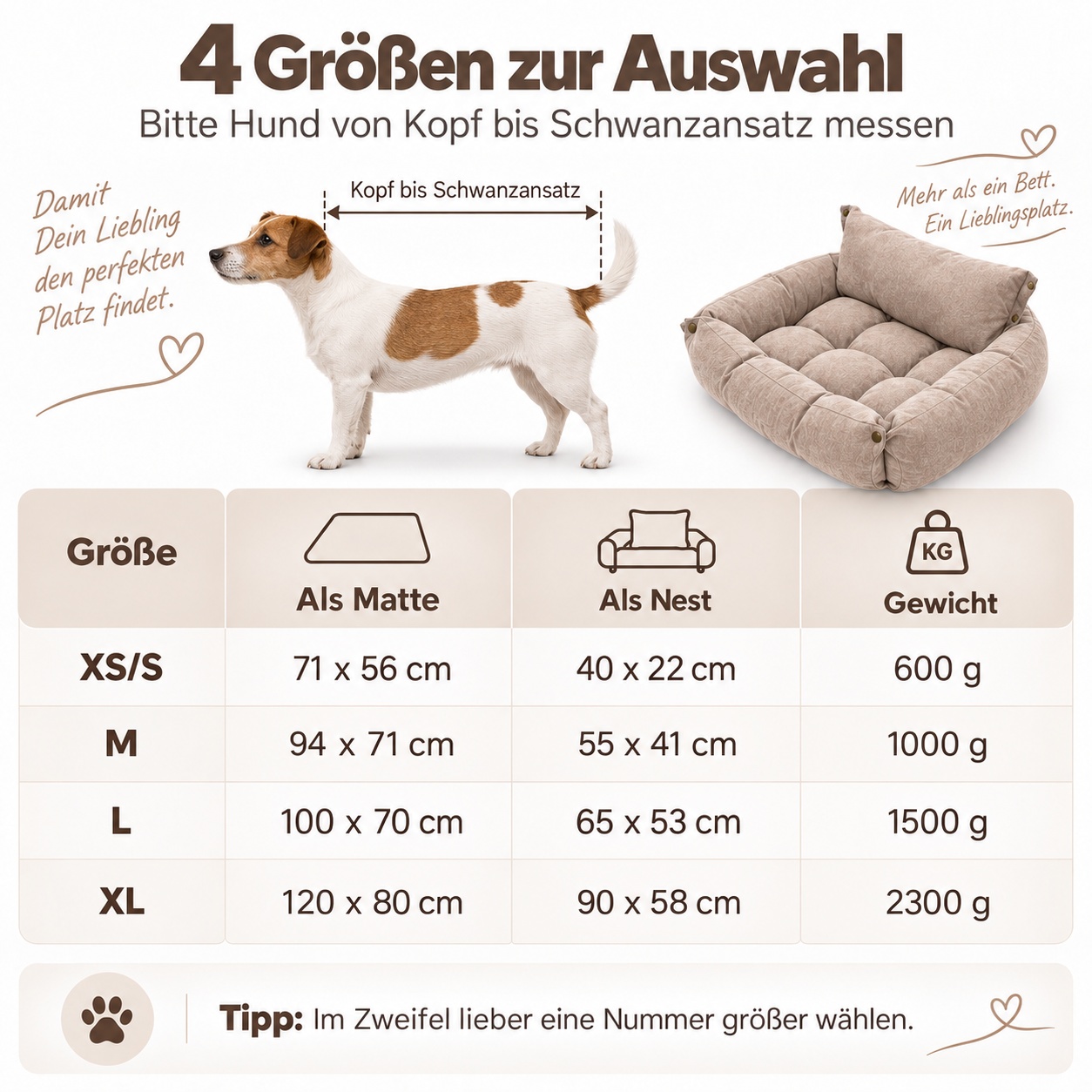 3in1 Hundekissen Hundematte verstellbar waschbar leicht 4 Größen 6 Farben – Bild 4