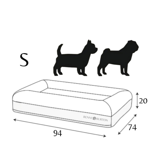 Hundebett FRED S mit Viskoseschaummatratze und waschbarem Bouclé Bezug Größenangabe