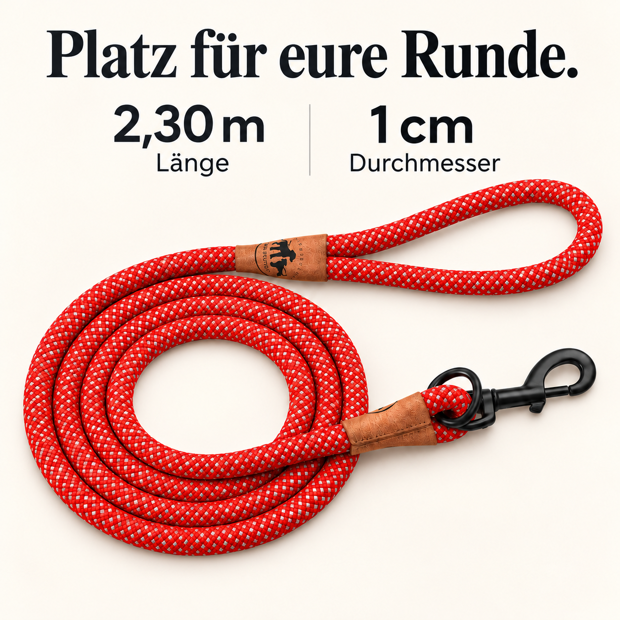 Reflektionsleine© mit Handschlaufe und veganem Leder in 4 Farben und Varianten – Bild 5