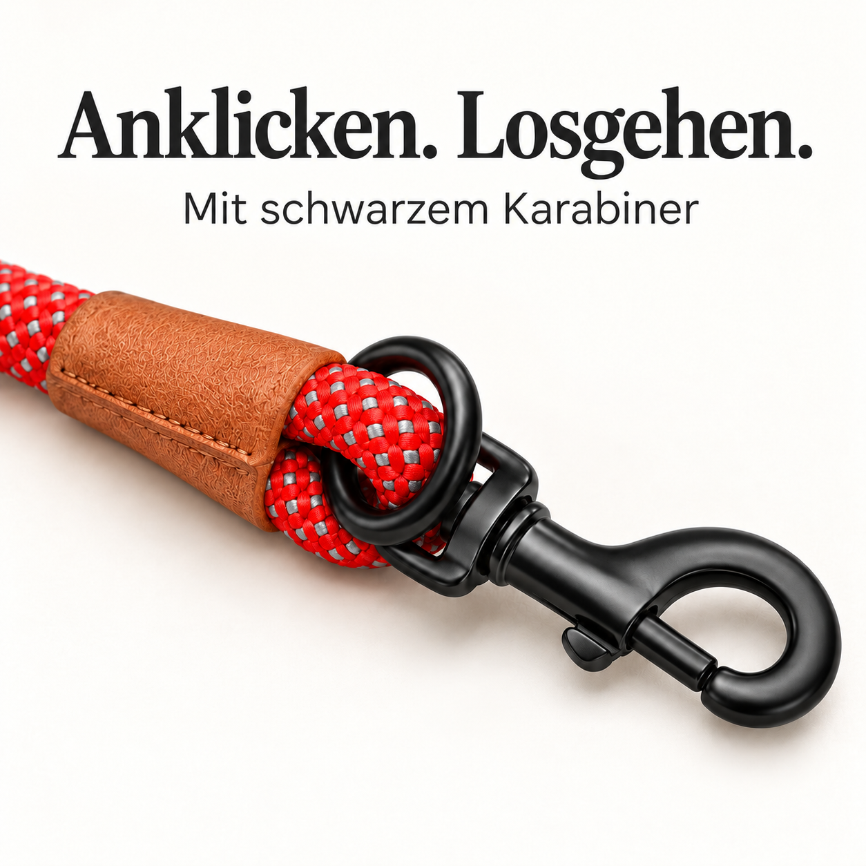 Reflektionsleine© mit Handschlaufe und veganem Leder in 4 Farben und Varianten – Bild 7