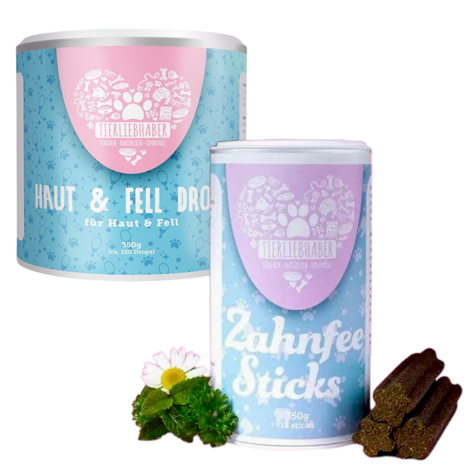 Haut, Fell und Zähne Bundle von Tierliebhaber - Haut & Fell Drops für gesunde Haut, glänzendes Fell und starke Krallen.