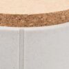 Sustainable sand pet treat container with airtight cork closure.